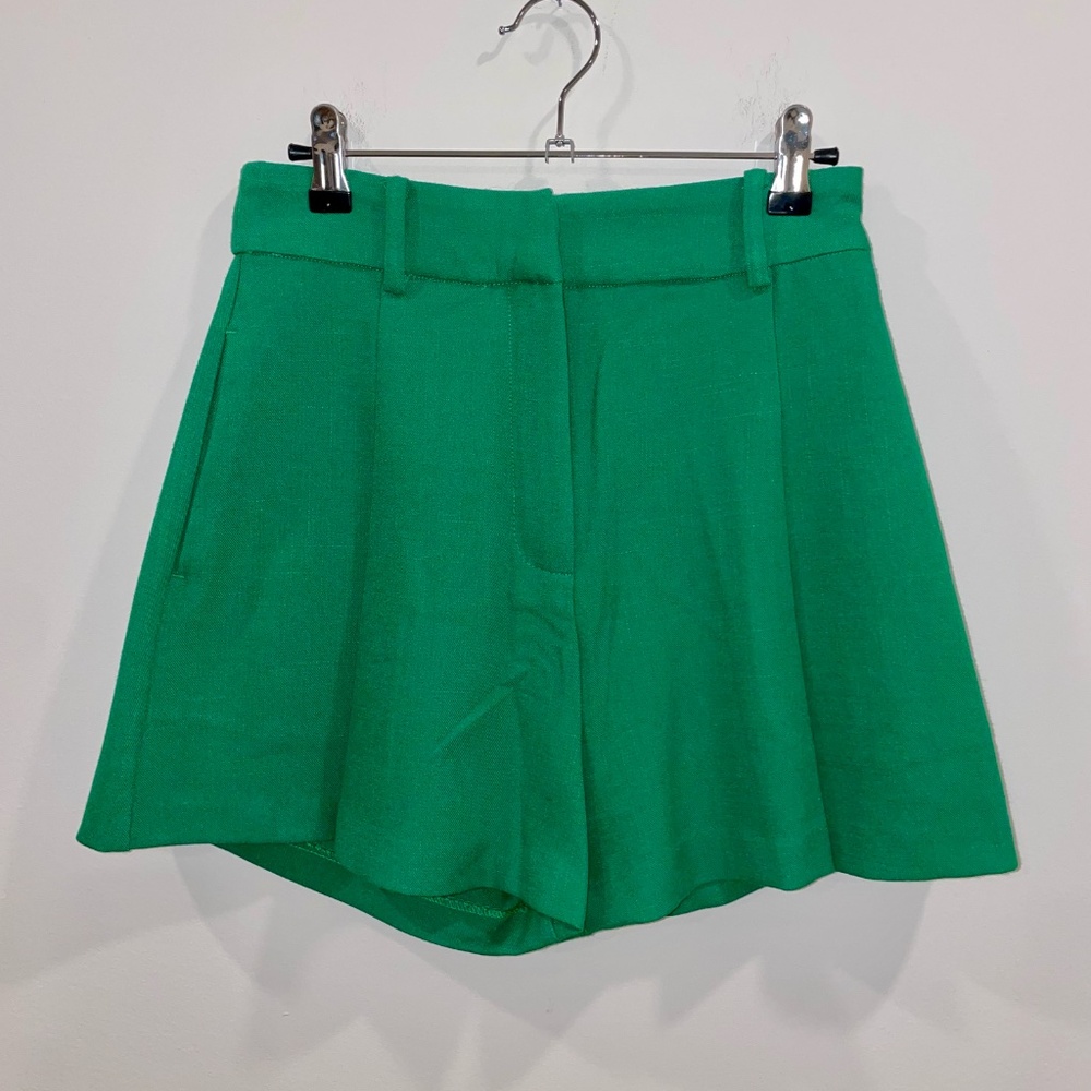 Suncoo Paris Green Tailored Shorts High Waist French Girl Chic Preppy